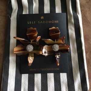LELE SADOUGHI NWT AUTHENTIC TIGEREYE DESIGN SMALL LILY EARRINGS